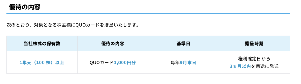 日本空調サービス(4658)の株主優待詳細