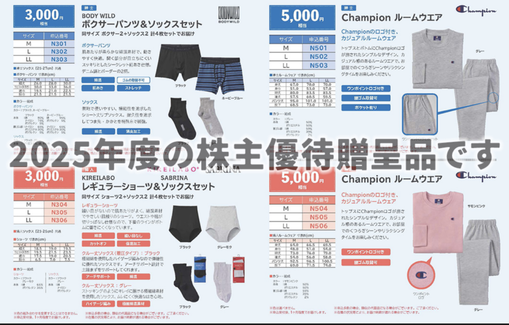 グンゼの株主優待 2025年3月権利分 カタログ画像